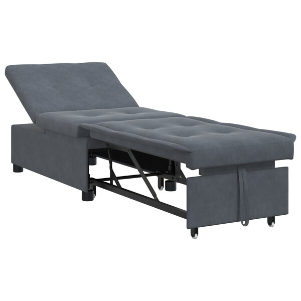 vidaXL Canapé-lit 3-en-1 en velours gris foncé