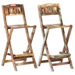 vidaXL Chaises de bar pliables 2 Pièces Bois massif de récupération