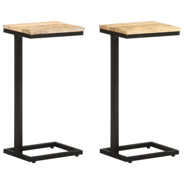vidaXL Tables d'appoint 2 Pièces 31 5x24 5x64 5 cm Bois de manguier brut