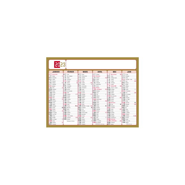 Petit calendrier mural 2023 - 13 x 17 cm - rouge noir or