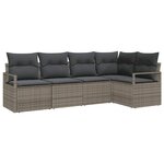 vidaXL Ensemble de canapé de jardin 5 Pièces Gris Poly rotin