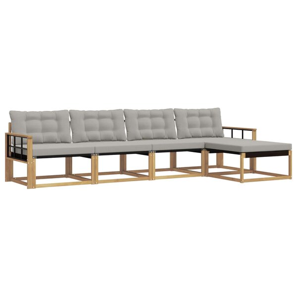 vidaXL Ensemble de canapés d'extérieur 5 Pièces Blanc et gris clair