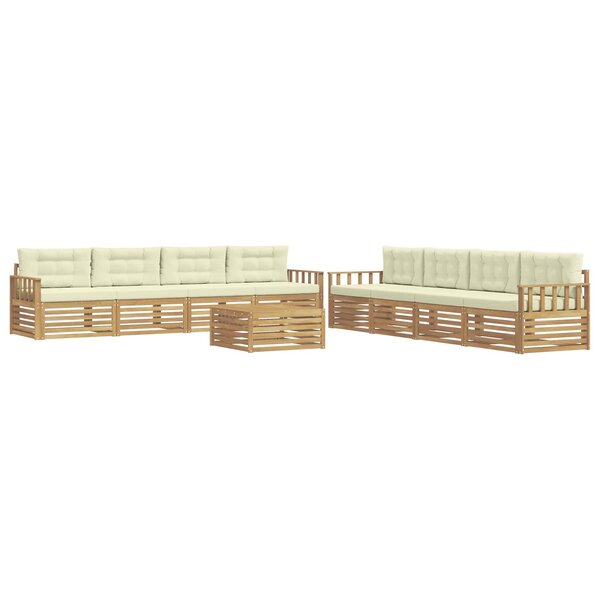 vidaXL Ensemble de canapés d'extérieur 9 Pièces Blanc et crème Polyester