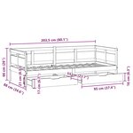 vidaXL Lit de jour et tiroirs sans matelas blanc 80x200 cm bois massif