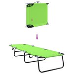 vidaXL Chaise longue pliante 2 Pièces Vert 56 x 189 x 87 cm tissu