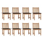 vidaXL Chaises de jardin lot de 8 avec coussins Bois de teck massif