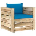 vidaXL Salon de jardin 6 Pièces avec coussins Bois imprégné de vert