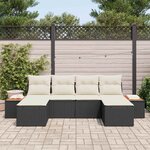 vidaXL Ensemble de canapé de jardin 6 Pièces Noir et Crème Poly Rattan