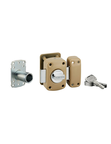 THIRARD - Verrou à bouton Transit 2 A2P* pour porte d'entrée  cylindre 40mm  acier  4 clés  époxy bronze - THIRARD