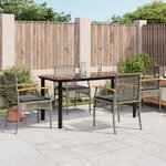 vidaXL Ensemble à manger de jardin 5 Pièces coussins gris résine tressée