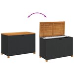 vidaXL Boîte de rangement de jardin noir résine tressée bois d'acacia