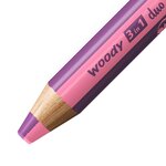 Crayon multi-talents woody 3 in 1 duo - rose-lilas stabilo