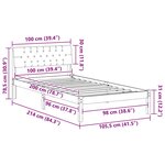 vidaXL Cadre de lit avec tête de lit marron et gris foncé 100 x 200 cm