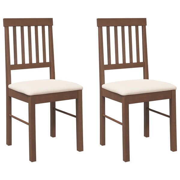 vidaXL Chaises à manger coussins 2 Pièces marron bois massif caoutchouc