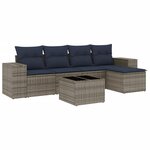 vidaXL Salon de jardin 6 Pièces avec coussins gris résine tressée