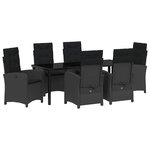 vidaXL Ensemble de salle à manger pour jardin 7 pc Noir polyrotin