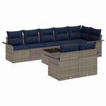 vidaXL Ensemble de canapé de jardin avec coussin 9 Pièces Gris Poly rotin