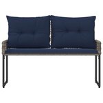 vidaXL Banc extérieur avec coussin Gris et Marine 118 x 55 x 82 cm