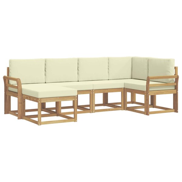 vidaXL Ensemble de canapés d'extérieur 6 pc Blanc et crème Polyester