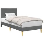 vidaXL Cadre de lit avec tête de lit Gris foncé 90 x 190 cm Tissu
