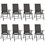 vidaXL Chaises de jardin pliables 8 Pièces Textilène Noir