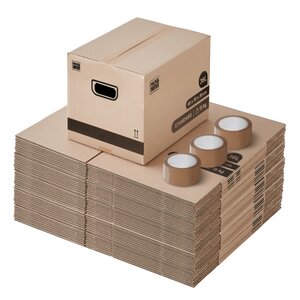 Pack and Move - Lot 50 cartons déménagement stockage livres - 40 x 30 x 30 cm - Poignées renforcées - 3 adhésifs offerts