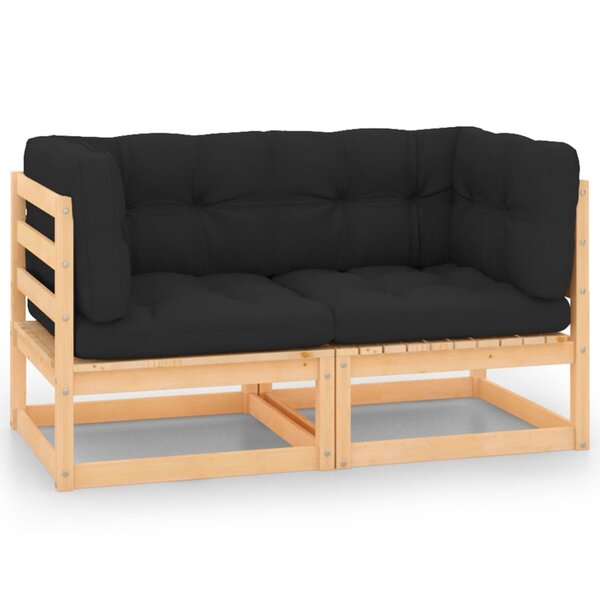 vidaXL Canapés d'angle de jardin avec coussins 2 Pièces Pin massif