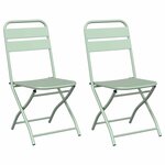vidaXL Chaise de jardin pliante 2 Pièces Vert 55 x 56 5 x 91cm Acier