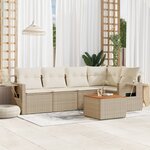 vidaXL Salon de jardin avec coussins 6 Pièces beige résine tressée