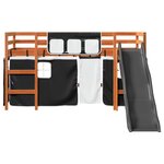 vidaXL Lit mezzanine enfants et rideaux blanc/noir 90x190cm pin massif