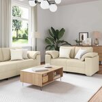vidaXL Canapé 2 Pièces Crème 219 x 80 x 82 cm tissu