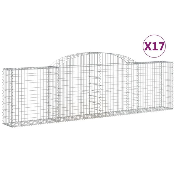vidaXL Paniers à gabions arqués 17 Pièces 300x30x80/100 cm fer galvanisé