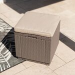 Keter Pouf de rangement Cube avec coussin Cappuccino