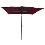 vidaXL Parasol de jardin à 3 niveaux mât en aluminium rouge bordeaux
