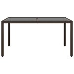 vidaXL Table de jardin 150x90x75 cm Verre trempé/résine tressée Marron