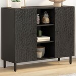 vidaXL Armoire latérale noir 90x33x75 cm bois massif de manguier