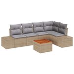 vidaXL Ensemble de canapé de jardin 6 Pièces Beige  gris clair