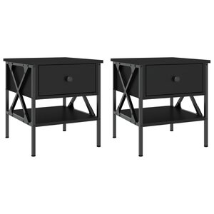 vidaXL Tables de chevet 2 Pièces noir 40x42x45 cm bois d’ingénierie