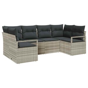 vidaXL Ensemble de canapé de jardin 6 Pièces Gris clair Poly rotin