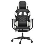 vidaXL Chaise de jeu de massage avec repose-pied Noir&Blanc Similicuir