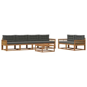vidaXL Ensemble de canapés d'extérieur 7 Pièces Naturel et Anthracite