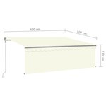 vidaXL Auvent automatique rétractable avec store 4x3 m Crème
