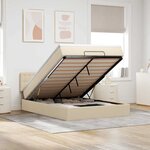 vidaXL Lit ottoman avec matelas et LED crème 140x190 cm tissu