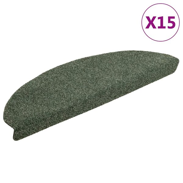 vidaXL Tapis d'escalier auto-adhésifs 15 pièces 65 x 21 x 4 cm Vert Demi-rond Grand