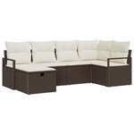 vidaXL Set de canapé de jardin 6 pièces avec coussins marron en poly rotin