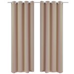 2 Pièces Rideau Blackout Occultant Crème avec Œillets en métal 135x245cm