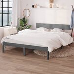vidaXL Cadre de lit Gris Bois de pin massif 140x200 cm