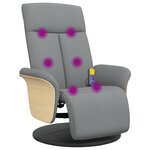 vidaXL Fauteuil inclinable de massage et repose-pieds gris clair tissu