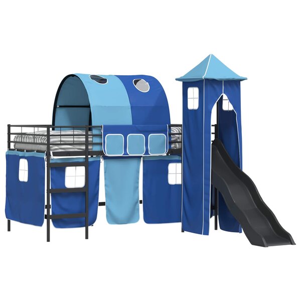 vidaXL Cadre de lit superposé pour enfants Noir et Bleu 80 x 200 cm
