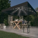 vidaXL Tonnelle avec guirlande lumineuse à LED 3x3 m Anthracite